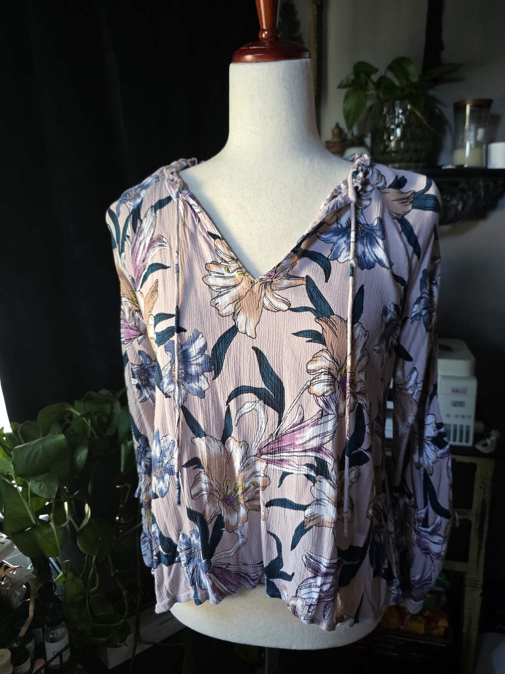O'Neill Pink Floral V-Neck Blouse